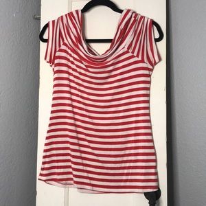 Red and white striped top